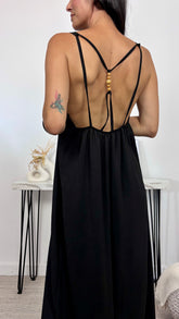 Vestido Espalda Abalorio Negro